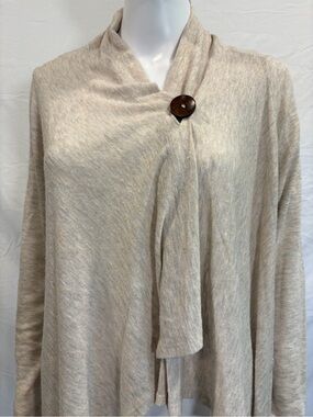 bobeau Beige Draped Button-Accent Cardigan